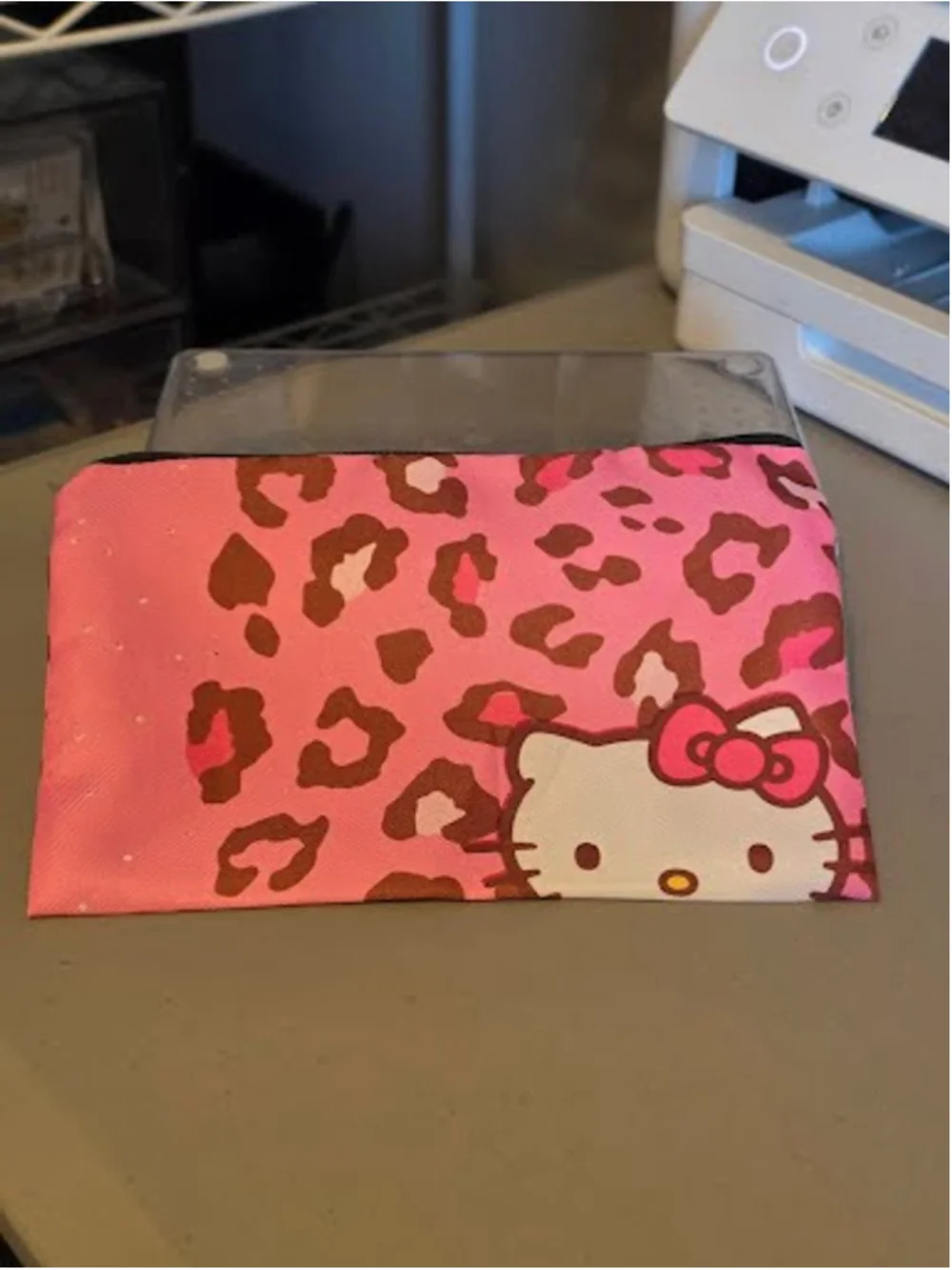 #HK-2404 Hello Kitty Leopard Zippered Polyester Zippered Accessory /Pencil Pouch